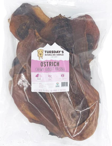 Ostrich Chewy Giblet Frisbee * Dehydrated Treats *