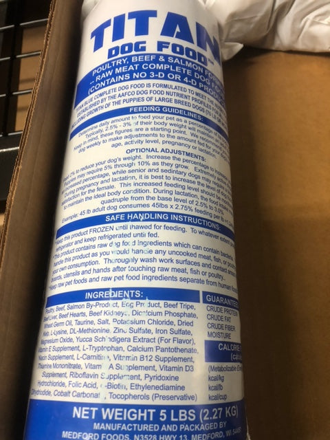 Titan blue 2025 dog food ingredients